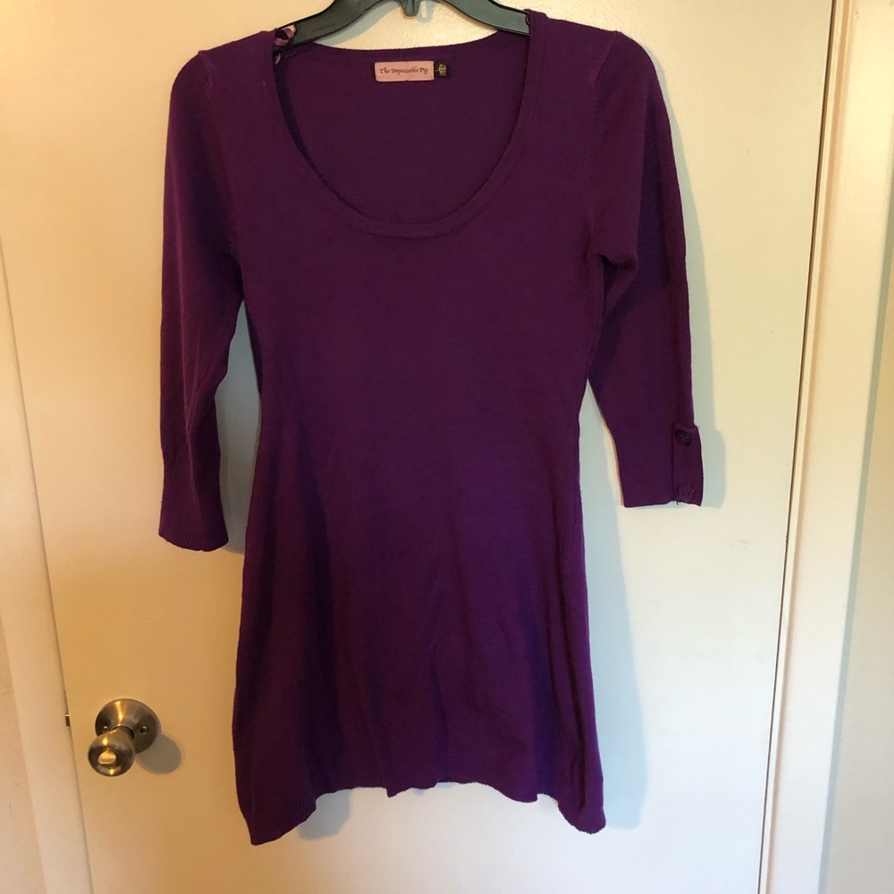 Purple sweater dress